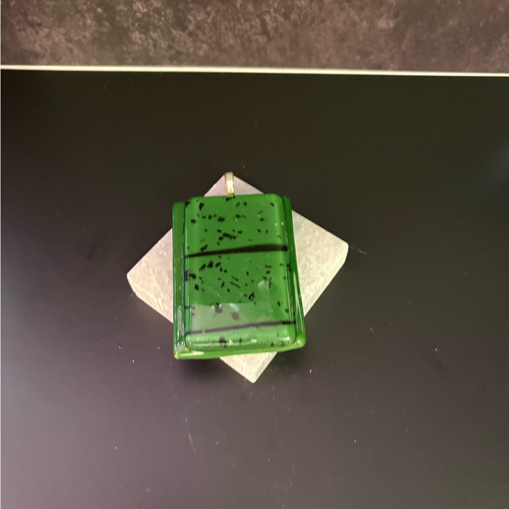 Green and Black Fused Glass Pendant